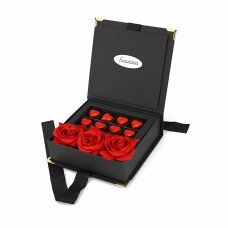 Forentina Altın Kaplama Kalpli Takı Seti Çikolata & Kadife Kırmızı Gül Hediye Set PS2657